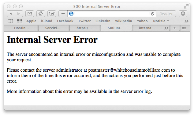 ERROR 500 – INTERNAL SERVER ERROR - WordPress